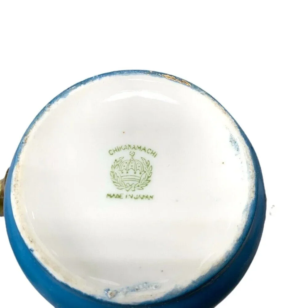 Vtg Chikaramachi Creamer Sugar Bowl Set Hand Painted Japan Green Mark 1924-35 - Picture 5 of 12